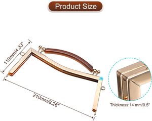 Uxcell Metal Purse <b>Frames</b> Pcs Kiss Lock Clasp <b>Frame</b> Clutch <b>Frame</b> With Rubber Handle For Coin Purse Handbag Making DIY Craft Gold - Product Image 2