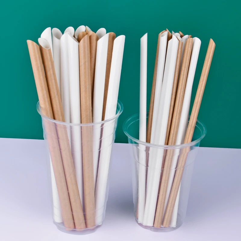 Wholesale Ruiqilin Customized Logo & Size Biodegradable Disposable Kraft Paper Drinking Straws 12*230mm Eco-Friendly