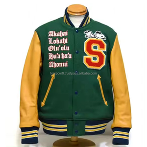 Chaqueta universitaria para hombre al por mayor 2024 logotipo personalizado puños acanalados escote dobladillo bolsillo lateral uniforme de béisbol mangas de cuero - Product Image 4