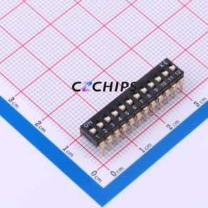 2.54-12P CJGT DIP Switch Through hole Component (THT) Switch Flat Toggle, Raised Type Single Pole Single Throw 12 PC Pin - Product Image 1
