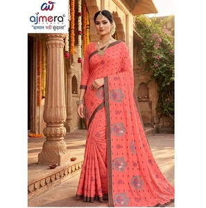 Sari en coton imprimé traditionnel doux, élégant, ethnique, pour les fêtes, séchage rapide, par Ajmera Fashion, élégant pour femmes - Product Image 1