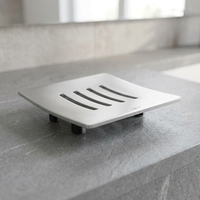 Suporte Moderno para Sabonete Líquido com Ventosa, em Alumínio Fundido Níquel Escovado, para Banheiros e Hotéis – Cesto de Metal Elegante