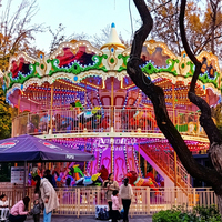 Manège de parc d'attractions à deux niveaux, carrousel rotatif personnalisé à capacité double