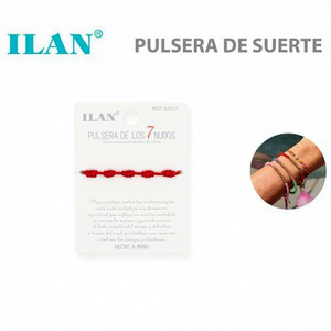 Braccialetto Unisex per Adulti Ilan con 7 Nodi, Cordino Rosso Spesso, Portafortuna Fatto a Mano - Product Image 1
