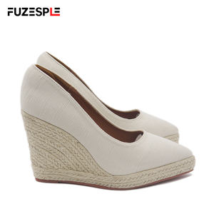 Escarpins <span class=keywords><strong>Espadrilles</strong></span> à Plateforme Compensée pour Femme, Style Printemps, Bout Pointu, Semelle en Caoutchouc, Tige en Satin, Couleur Unie, Tendance Mode, Grandes Tailles - Product Image 6