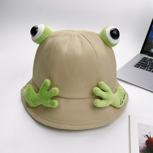<span class=keywords><strong>Sombrero</strong></span> de Panamá salvaje, <span class=keywords><strong>sombrero</strong></span> de cubo de diseñador de rana con ojos grandes bonitos, <span class=keywords><strong>sombrero</strong></span> de pesca plegable para exteriores de poliéster de algodón con bordado 3D - Product Image 3