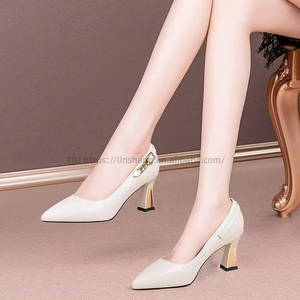 Chaussures de bureau pour femmes, talons hauts fins, confortables, escarpins noirs à bout carré, chaussures de mode - Product Image 4