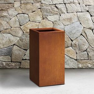 Pot de plante rectangulaire haut et moderne en béton vieilli pour l'intérieur et l'extérieur, pour la maison, le patio, le jardin, avec bonsaï - Product Image 2