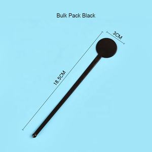 Tongkat Pengaduk Panjang Kopi Plastik Hitam Bening Atas Cakram 7 Inci untuk Teh Susu - Product Image 6