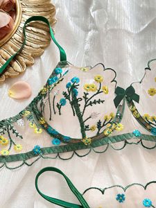 Floral Embroidery Sheer Mesh Lingerie <b>Set</b> Women Underwire Bra and Thong Panties 2 Piece <b>Sexy</b> Romantic Intimates Underwear <b>Set</b> - Product Image 5
