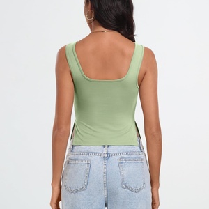 Cute Pleated V-neck <b>Strappy</b> Plus Size Women's Tank <b>Tops</b> Sexy Sleeveless Wrap Front Backless Knitted Breathable Clubbing - Product Image 2