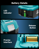 2 pak pengganti 18 Volt alat listrik baterai isi ulang dengan 14.4 v-18 V Port Ganda pengisi daya untuk Makita BL1815 BL1850B BL1830