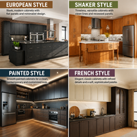 Ensemble d'armoires de cuisine modulaires en bois massif blanc, design moderne et classique, avec robinet, évier, portes à panneaux plats et conception personnalisée