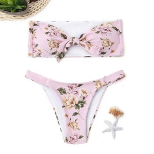 Micro-soutien-gorge personnalisé 2 pièces, antibactérien, séchage rapide, grande taille, bikini avec imprimé floral réversible pour femmes - Product Image 4