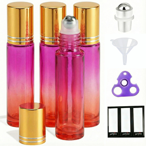 Botella de Vidrio Negra de 10 ml con Rodillo, Botella Roll-on de 1/3 oz con Bola Metálica, Botellas de Vidrio Vacías de 5 ml con Rodillo, Recargables - Product Image 1