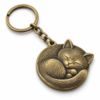 Porte-clés en métal personnalisé avec chat endormi, directement de l'usine, logo personnalisé, vente en gros, cadeau souvenir, fabricant OEM ODM en gros