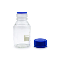 Flacon gradué à col étroit de qualité réactive - Bouteille en verre avec bouchon bleu pour distribution de produits chimiques en laboratoire