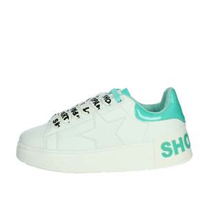 Baskets tendance en toile pour femme, style plateforme, blanc et turquoise - Product Image 1