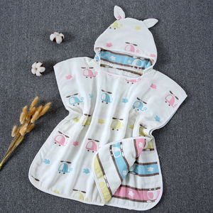 Serviette <span class=keywords><strong>de</strong></span> <span class=keywords><strong>bain</strong></span> pour enfants, 6 couches en gaze <span class=keywords><strong>de</strong></span> coton, cape <span class=keywords><strong>de</strong></span> <span class=keywords><strong>bain</strong></span>, à capuche, pour bébé - Product Image 2