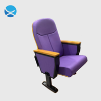 Chaise d'auditorium classique en bois HAOSHENG avec tablette d'écriture escamotable, pour théâtre, salle de conférence, sièges personnalisables OEM mobiles