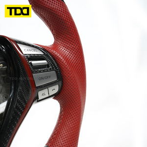 พวงมาลัยคาร์บอนไฟเบอร์ TDD LED แบบสปอร์ต หุ้มหนังสีแดงแบบเจาะรู สำหรับรถยนต์นิสสัน เทียน่า อัลติมา ปี 2013-2024 แบบสั่งทำพิเศษ - Product Image 3