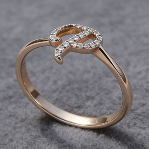 Anillo de compromiso unisex de oro macizo chapado en oro de 10K/14K con diamantes cultivados en laboratorio y circonitas, diseño de racimo, personalizado, bonito, para aniversario, con letras del alfabeto. - Product Image 2