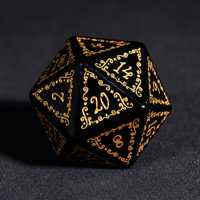 Obsidienne motif de germination lisse sept pièces D & D dés avec boîte d'emballage en flanelle Logo personnalisable D20 16mm polyédrique