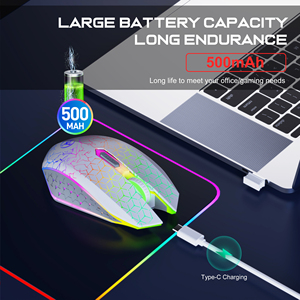 Souris de Jeu Ergonomique 3D Sans Fil Double <span class=keywords><strong>6D</strong></span> HXSJ T34 2025 1600 DPI Rétroéclairée RGB avec Bouton Silencieux 500 mAh Rechargeable pour Ordinateur Portable - Product Image 6