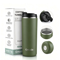 Gobelet isotherme portable pour café 12oz 16oz, tasse de voyage à double paroi sous vide pour le camping, la randonnée et les sports de plein air