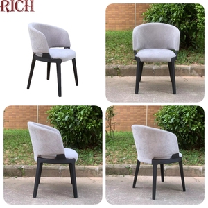 Sedia da Pranzo Moderna con Braccioli in Tessuto di Lino e Velluto, Struttura in <span class=keywords><strong>Legno</strong></span> per Casa, <span class=keywords><strong>Cucina</strong></span>, Hotel, Ristorante, Ufficio, Reception, Caffè, Eventi - Product Image 5
