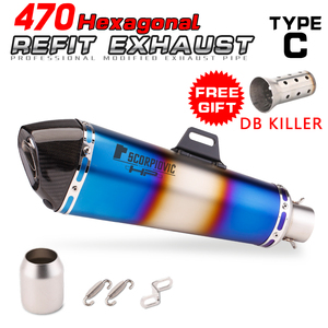 Silenciador de escape de doble salida de 470 mm para NVX155 <span class=keywords><strong>FZ300</strong></span> MT09 R3 ZX6R ZX25R 765 800X con Db Escape - Product Image 3