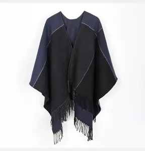Дизайнерская зимняя кашемировая шаль с индивидуальным дизайном, дизайнерская брендовая Роскошная модная женская теплая накидка пончо