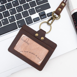 Boshiho Leather <b>ID</b> Card <b>Holder</b> Badge Credit Card <b>Holder</b> High Quality Neck Lanyard for Office Student Business - Product Image 6