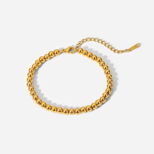 High Quality Stainless Steel Jewelry Waterproof Gold Plated Women <b>Beaded</b> <b>Bracelet</b> - Product Image 1