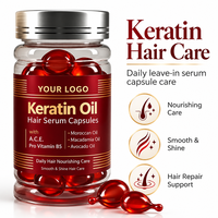 Capsules de sérum capillaire à la kératine avec huiles de macadamia et d'avocat du Maroc, vitamine B5, soin nourrissant pour des cheveux lisses et brillants, sans rinçage, OEM & ODM