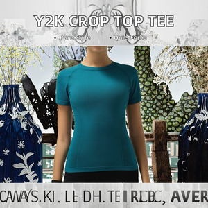 Women's Wholesale Crop <b>Top</b> 220g Acid Wash Print O-Neck Slim Fit Short <b>Cropped</b> T-Shirt Custom <b>Black</b> Design Summer - Product Image 2