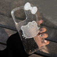 Coque de téléphone en TPU avec nœud papillon en strass 3D 2025, luxueuse et scintillante, pour Apple 15 Pro Max, pour iPhone 14, housses mignonnes avec poignée de téléphone