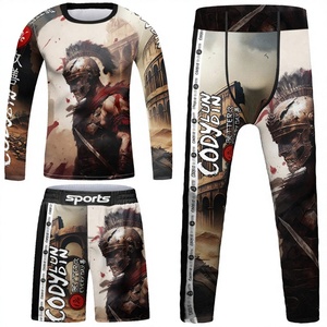 Conjunto de Camiseta y Pantalones de Jiu Jitsu para Hombre, Transpirable, Anti-UV, de Secado Rápido, para Boxeo, Gimnasio, Invierno, 220g, 4 Piezas/Conjunto - Product Image 3