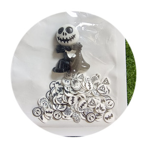 Ciondoli di Halloween fai da te in resina a fondo piatto bianco <span class=keywords><strong>gufo</strong></span> <span class=keywords><strong>nero</strong></span> pipistrello sorriso scheletro perline di argilla per <span class=keywords><strong>il</strong></span> tema del modello di artigianato da giardino - Product Image 2