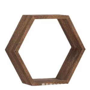 Solid Wood Hexagonal Wall <b>Shelf</b> Medium Three Piece Set Durable Storage <b>Rack</b> For Living Room Home Decor - Product Image 5