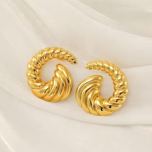 Women's Stainless Steel Earrings With 18K Gold Plating Trendy Spiral <b>Titanium</b> Steel Design Simple Personality Fashion Jewelry - Product Image 4