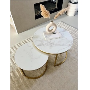 Sintered Stone Tabletop Customizable Modern Nesting Round Minimalist OEM/ODM High Quality Coffee Table Set - Product Image 4