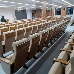 Modern Single Folding Auditorium <strong>Chair</strong> <strong>with</strong> <strong>Desk</strong> Fabric Theater Furniture For Church School Retractable Students' Seating - Product Image 4