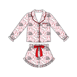 ชุดนอนเด็กขายดี ลายเสือดาว ชุดนอนสองชิ้น แขนสั้นระบาย ชุดนอนขาสั้น - Product Image 2