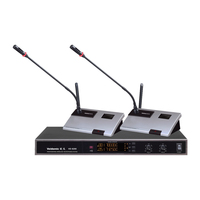 Système de microphone de conférence sans fil double col de cygne 6200 avec piles AA, connecteur XLR et montage sur rack