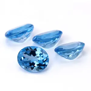 wholesale stone cutting loose swiss blue 4x6mm oval shape faceted cut natural blue topaz