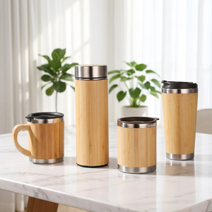 Customized eco-friendly <b>bamboo</b>-pattern stainless steel vacuum insulated cup as promotional gift - Product Image 1