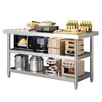 Table de travail en acier inoxydable, table de préparation pour cuisine commerciale, table de préparation alimentaire robuste pour restaurant avec pieds réglables