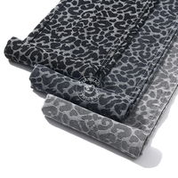 Noir 80% Coton Imprimé Léopard Jacquard Denim Tissu pour Jeans 10.5 Oz Haute Qualité Denim Tissu En Gros