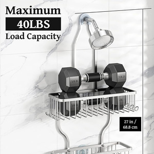 Bathroom <b>Shower</b> Rack 3 Tier Wall Mounted Corner <b>Storage</b> Shelf With Soap Tray Durable Aluminum Shampoo Holder - Product Image 3